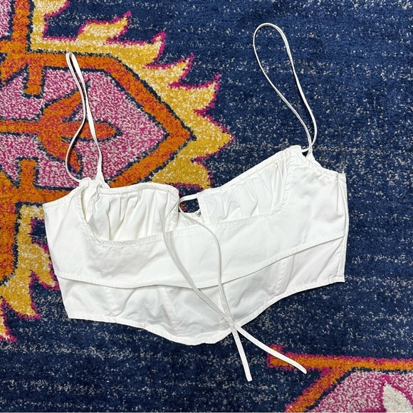 House of CB Flynn White Cropped Poplin Corset Tank sz L - Picture 4 of 9